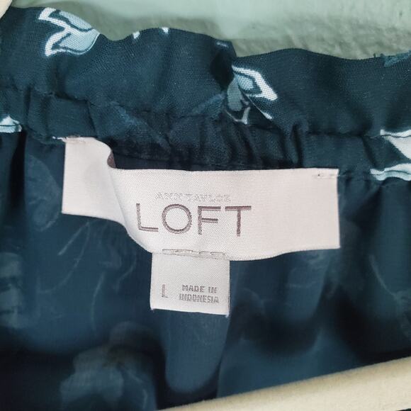 Ann Taylor Loft Womens Green Floral Off The Shoulder Float Blouse Top Size Large - Picture 3 of 6